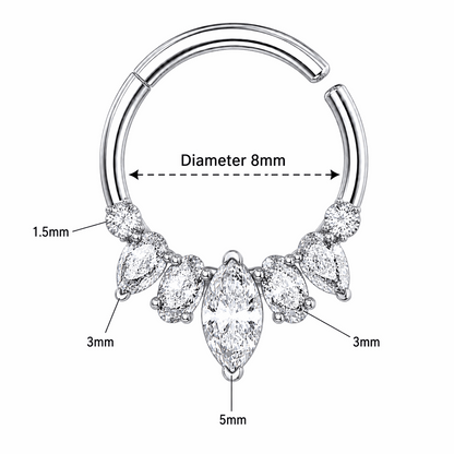 316L Surgical Steel Mixed Stone Hinged Segment Clicker Ring – 16G (1.2mm) 8mm