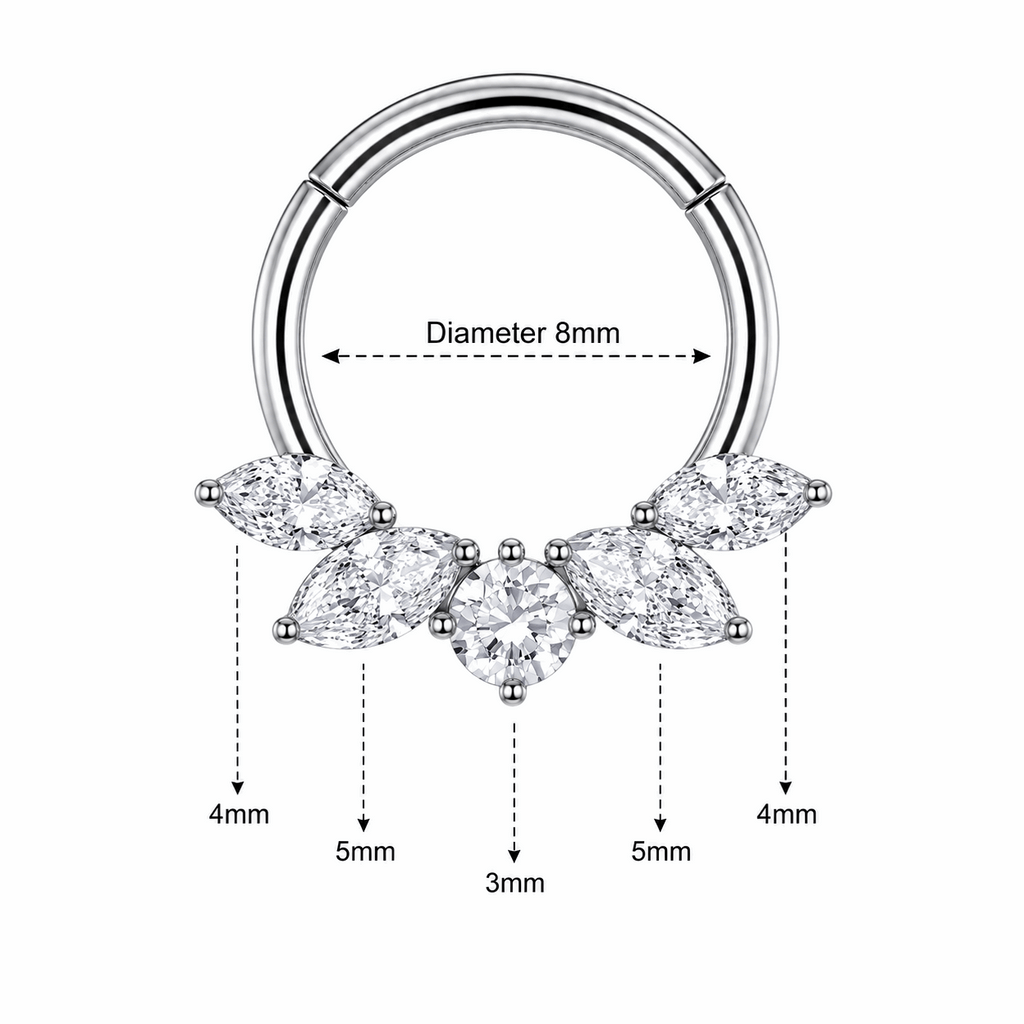 316L Surgical Steel Marquise Butterfly Hinged Segment Clicker Ring – 16G (1.2mm) 8mm