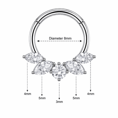 316L Surgical Steel Marquise Butterfly Hinged Segment Clicker Ring – 16G (1.2mm) 8mm