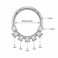 316L Surgical Steel Seven Clear CZ Hinged Segment Clicker Ring – 16G (1.2mm) 8mm