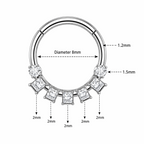 316L Surgical Steel Seven Clear CZ Hinged Segment Clicker Ring – 16G (1.2mm) 8mm