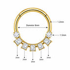 316L Surgical Steel Seven Clear CZ Hinged Segment Clicker Ring – 16G (1.2mm) 8mm