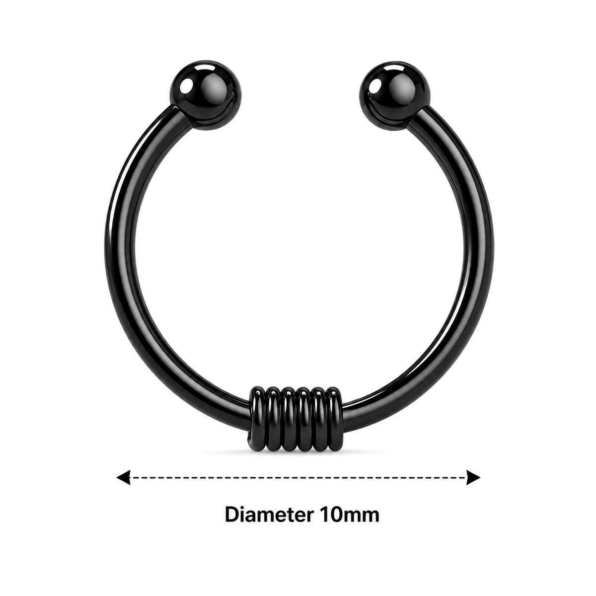 Surgical Steel Circular Spring Fake Septum Piercing – 16G (1.2mm) 10mm