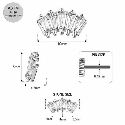 G23 Titanium Crown CZ Threadless Pin Top – 18G & 16G Compatible