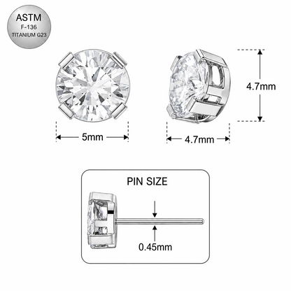 G23 Titanium Clear Round CZ Threadless Pin Top – 18G & 16G Compatible