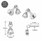 G23 Titanium Dangling Pear Drop Threadless Pin Top – 18G & 16G Compatible