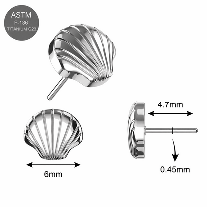 G23 Titanium Seashell Threadless Pin Top – 18G & 16G Compatible