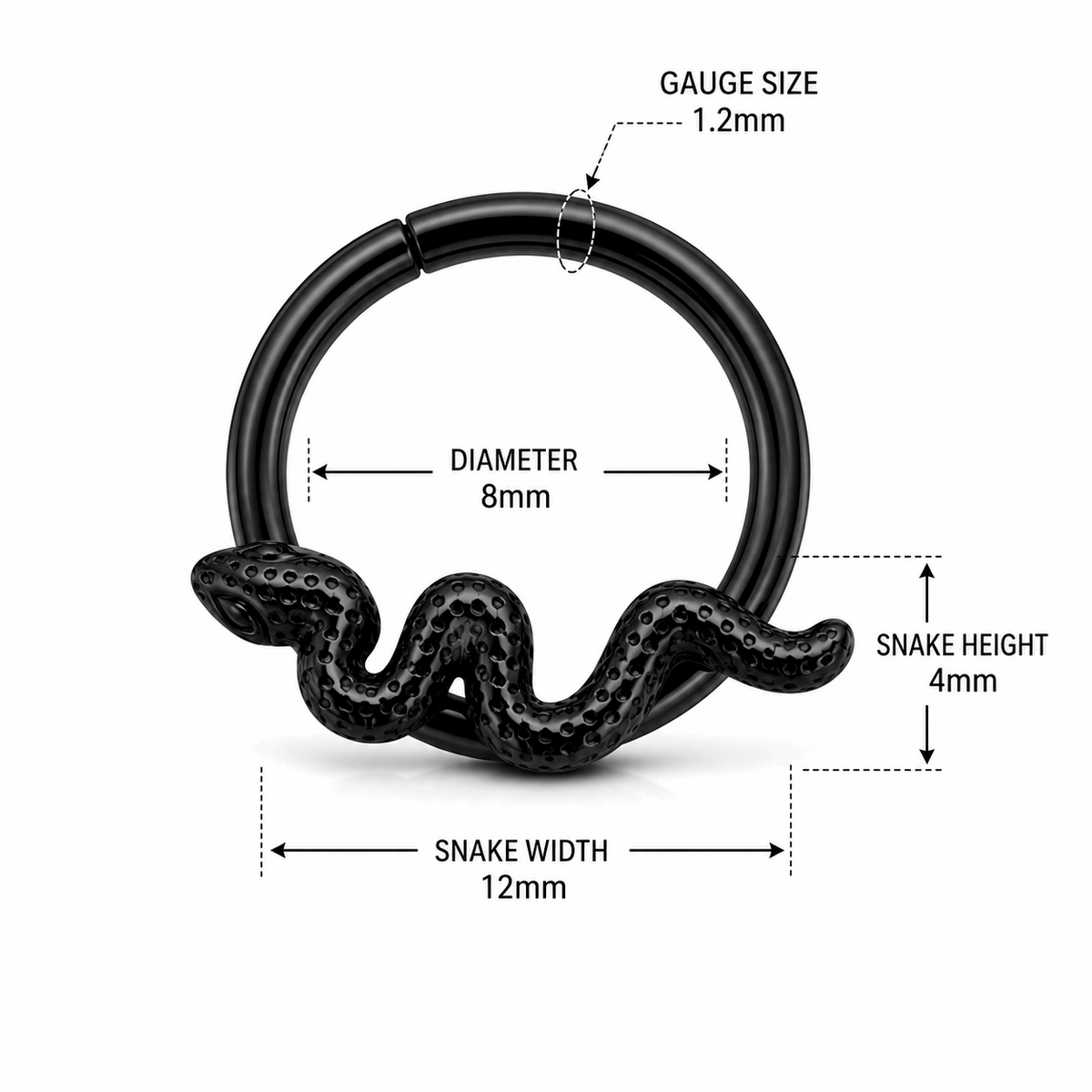 Slithering Snake Hinged Segment Clicker Ring – 16G (1.2mm)
