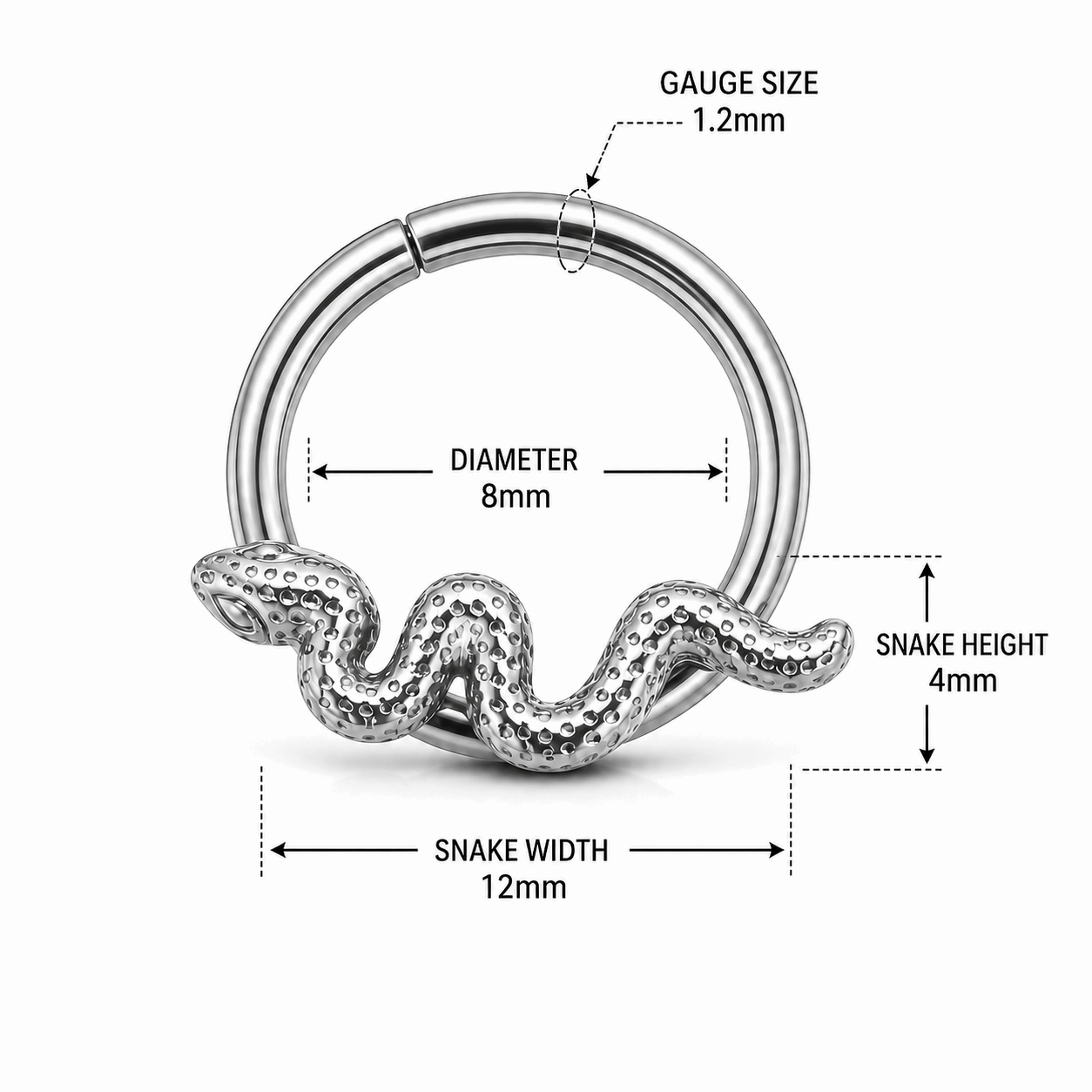 Slithering Snake Hinged Segment Clicker Ring – 16G (1.2mm)