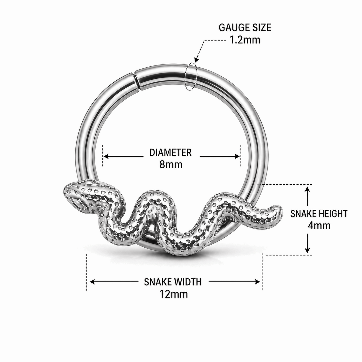 Slithering Snake Hinged Segment Clicker Ring – 16G (1.2mm)