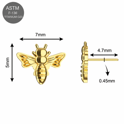 Titanium Honey Bee Threadless Pin Top – 18G & 16G Compatible