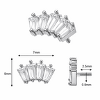 316L Surgical Steel 5-Crystal Baguette Fan Internally Threaded Top – 16G (1.2mm)
