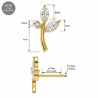 G23 Titanium CZ Leaf Threadless Pin Top – 18G & 16G Compatible