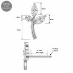 G23 Titanium CZ Leaf Threadless Pin Top – 18G & 16G Compatible