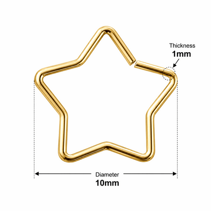316L Surgical Steel Star Single Closure Ring – 18G (1.0mm) 10mm