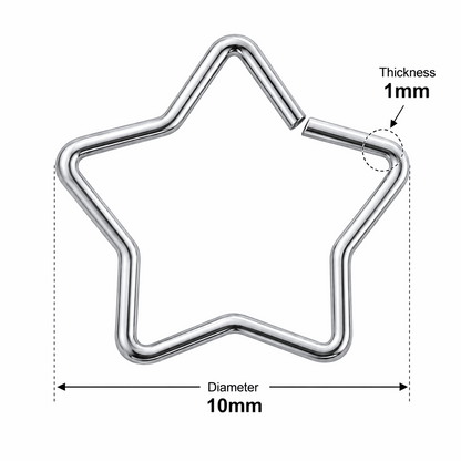 316L Surgical Steel Star Single Closure Ring – 18G (1.0mm) 10mm