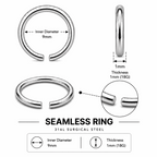 316L Surgical Steel Nose Hoop Ring – 22G to 16G
