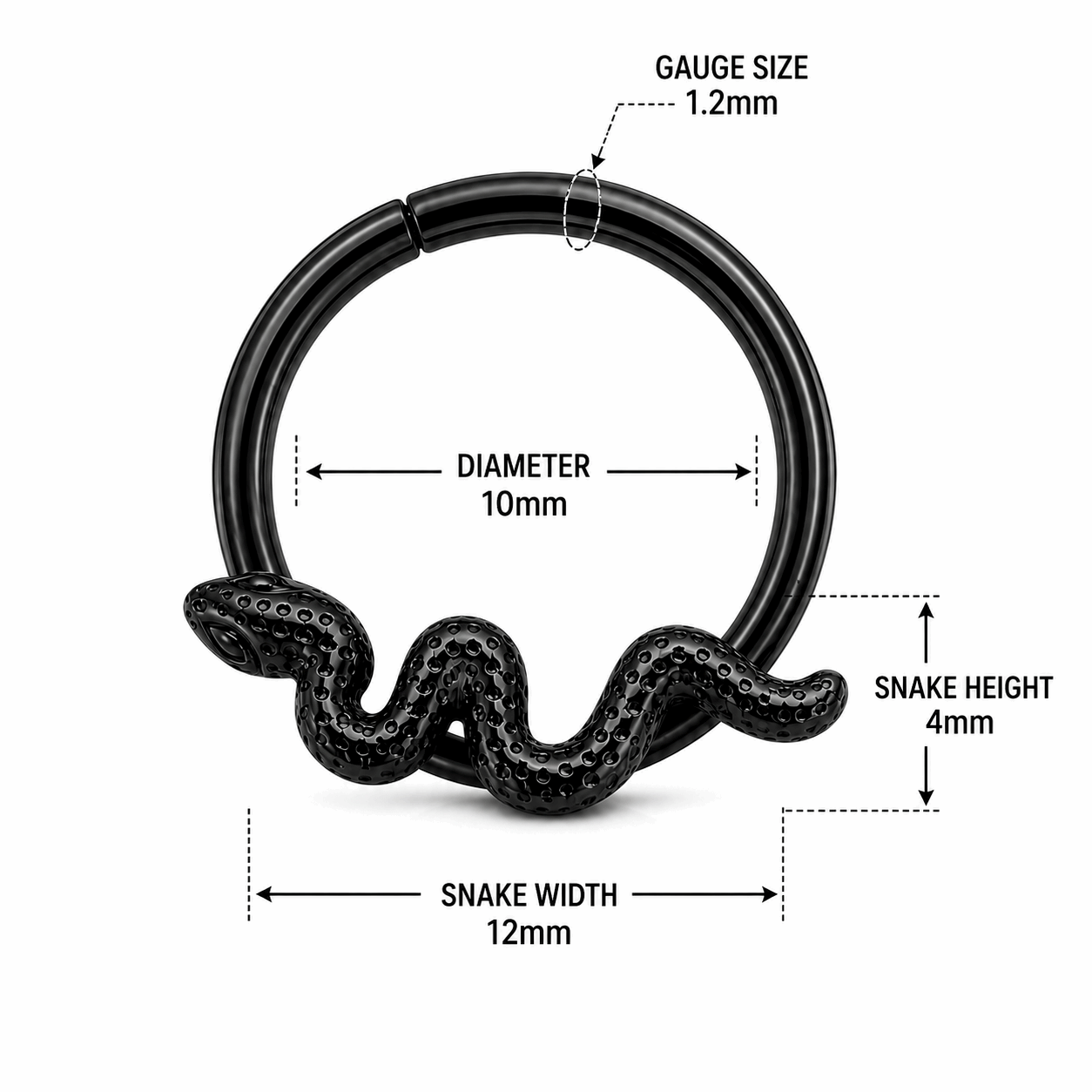 Slithering Snake Hinged Segment Clicker Ring – 16G (1.2mm)