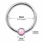 Bezel-Set Opal Hinged Segment Clicker Ring – 16G (1.2mm) 8mm