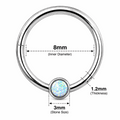 Bezel-Set Opal Hinged Segment Clicker Ring – 16G (1.2mm) 8mm