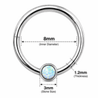 Bezel-Set Opal Hinged Segment Clicker Ring – 16G (1.2mm) 8mm