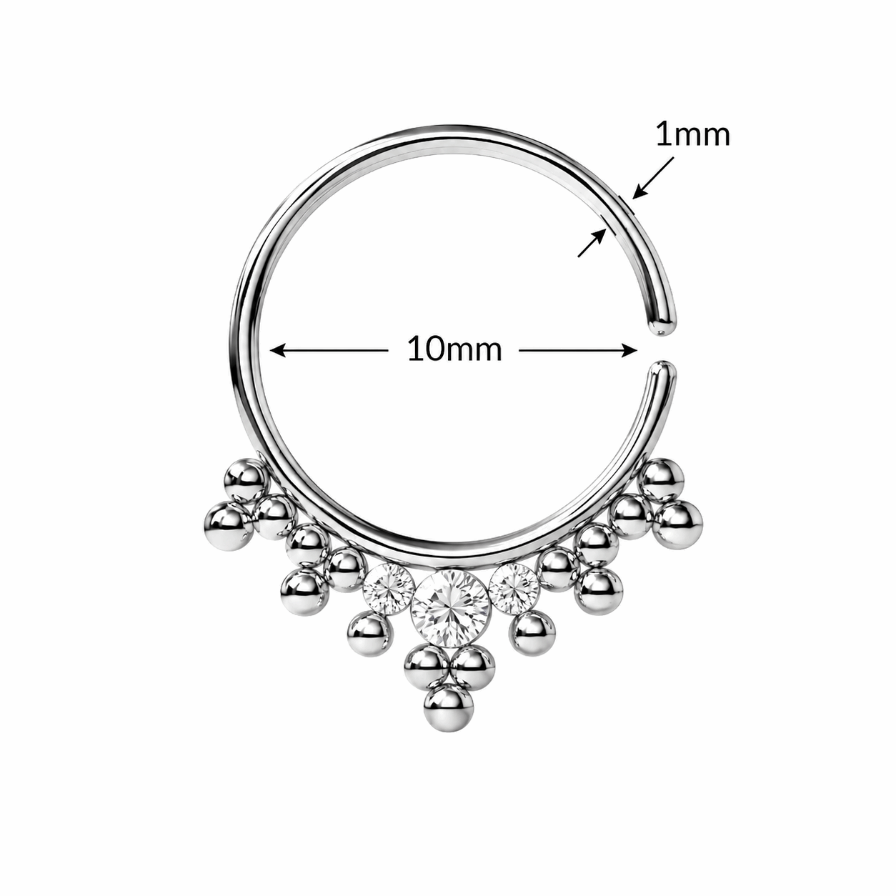 Jeweled Tribal Multi Dotted Septum Ring – 18G (1.0mm) 8mm
