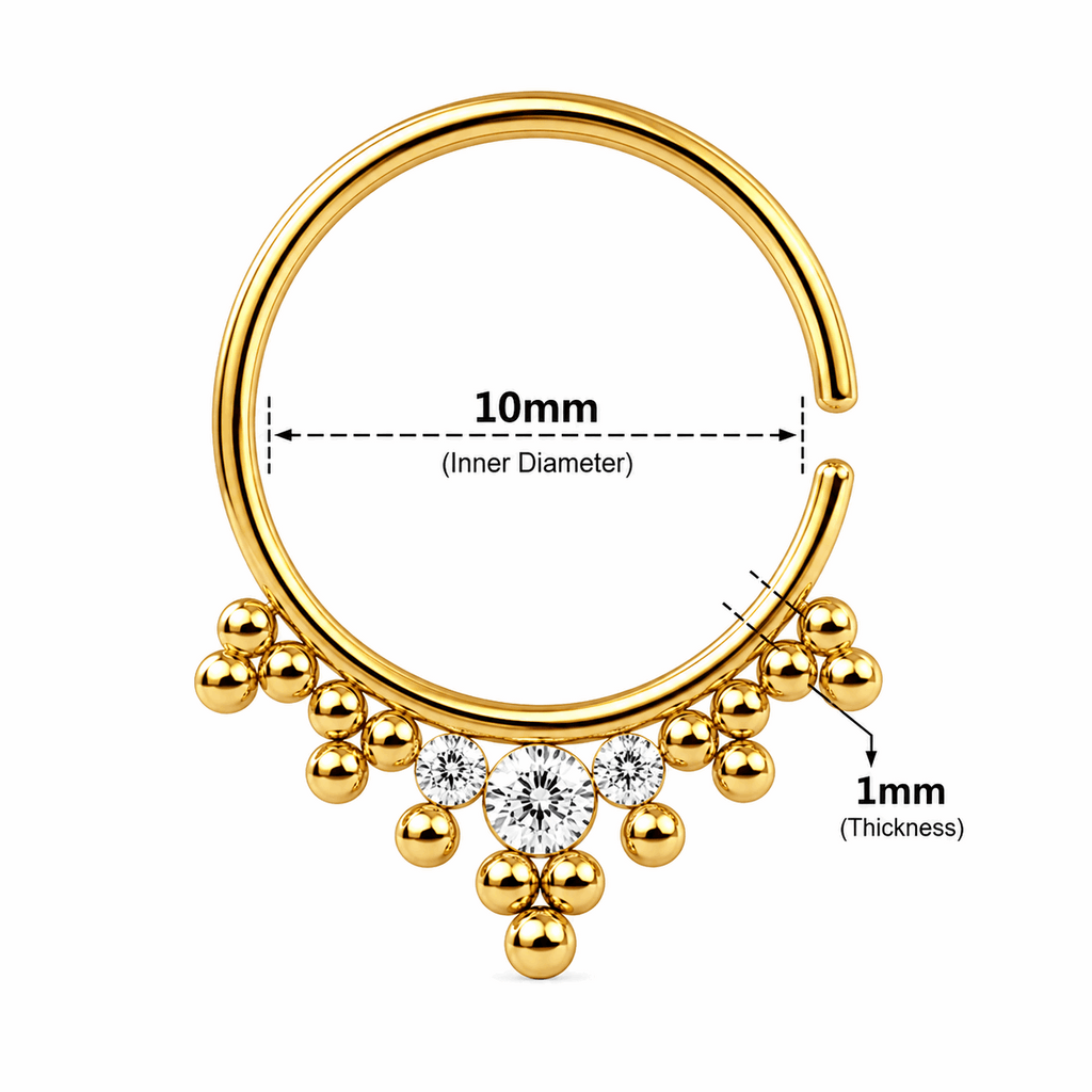 Jeweled Tribal Multi Dotted Septum Ring – 18G (1.0mm) 8mm