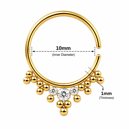 Jeweled Tribal Multi Dotted Septum Ring – 18G (1.0mm) 8mm