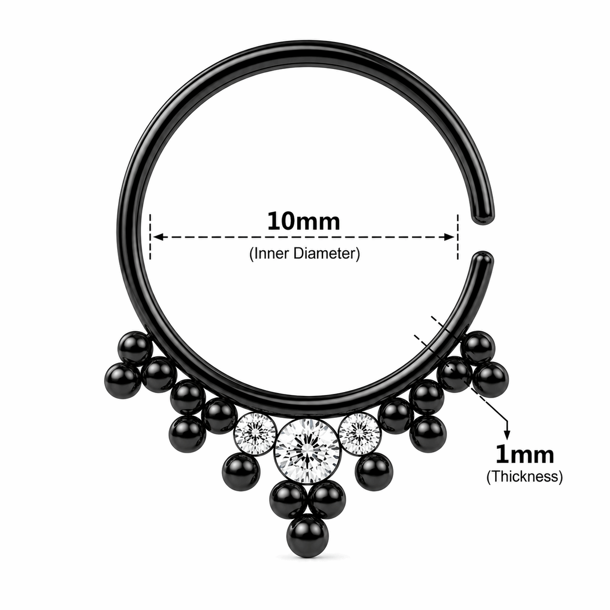 Jeweled Tribal Multi Dotted Septum Ring – 18G (1.0mm) 8mm