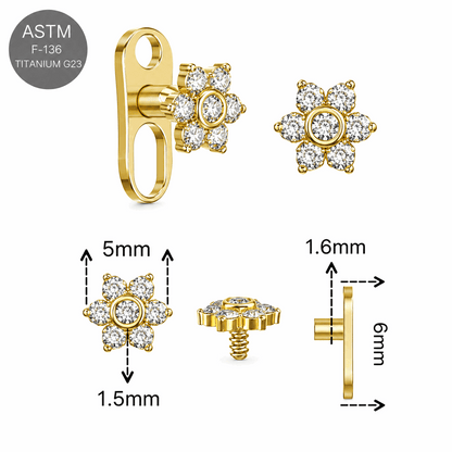 G23 Titanium 7 Petal Flower Dermal Anchor – 14G (1.6mm)