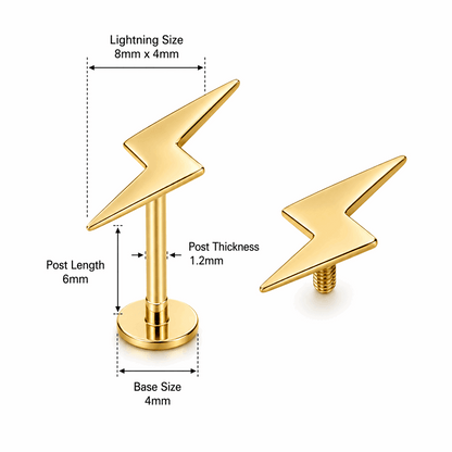 316L Surgical Steel Plain Lightning Helix Tragus Ear Stud – 16G (1.2mm)