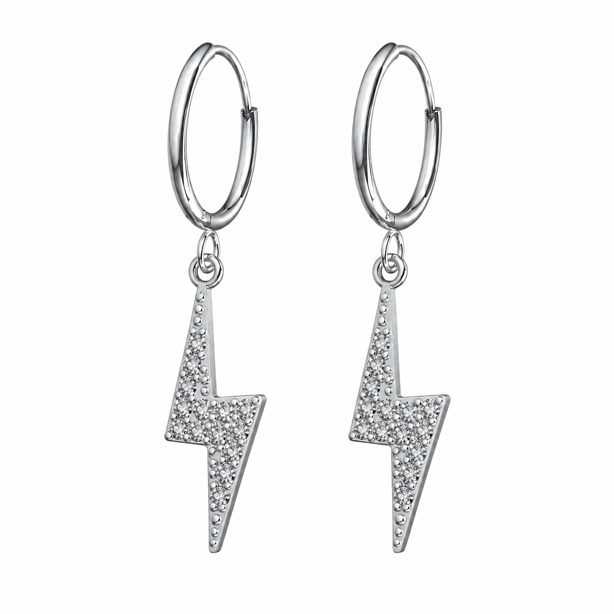 316L Surgical Steel Segment Hoop Earrings with Dangling Flash – Pair