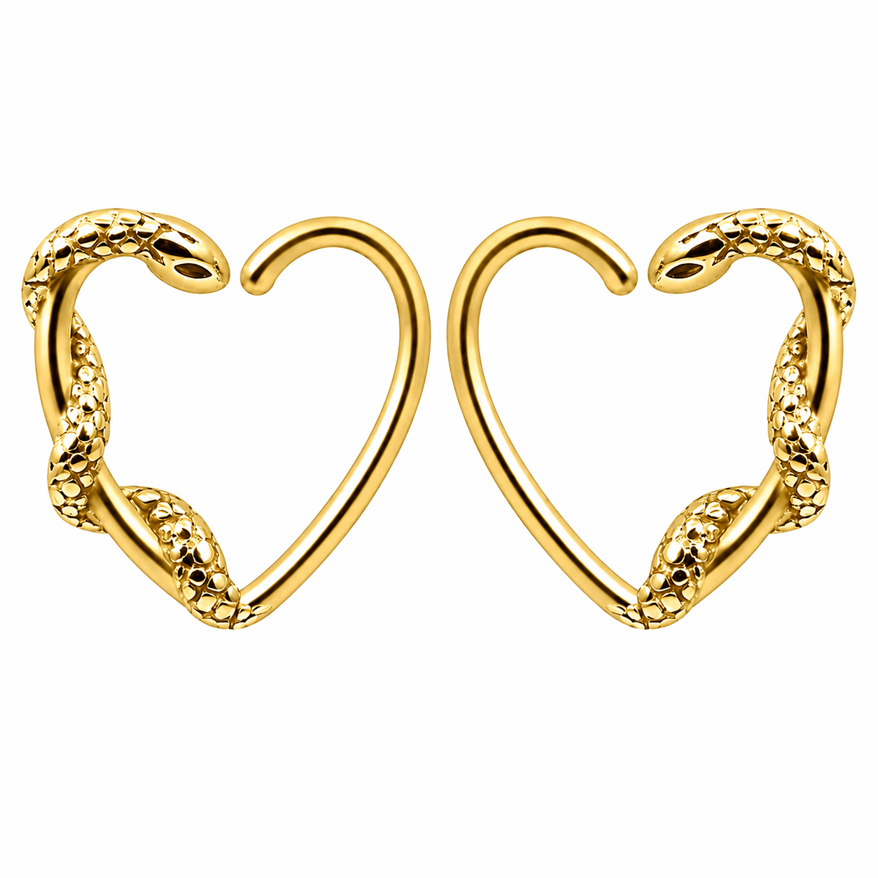 316L Surgical Steel Swirling Snake Heart Twist Open Hoop Earrings – 8mm Pair