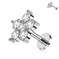 316L Surgical Steel CZ Petal Flat Back Labret Stud – 16G (1.2mm)