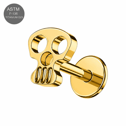 G23 Titanium Skull Internally Threaded Flat Back Labret – 16G(1.2mm)