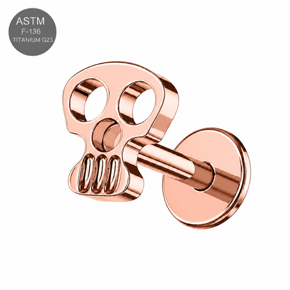 G23 Titanium Skull Internally Threaded Flat Back Labret – 16G(1.2mm)