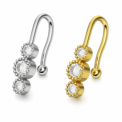 316L Surgical Steel Tri CZ Non-Piercing Cuff Jewellery