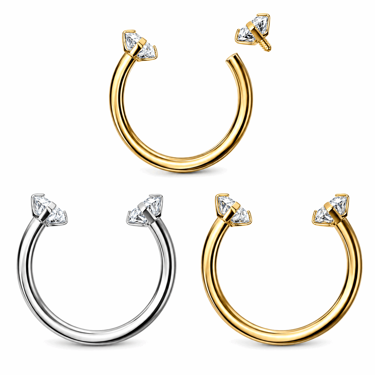 316L Surgical Steel CZ End Circular Barbell Ring – 18G (1.0mm) 8mm