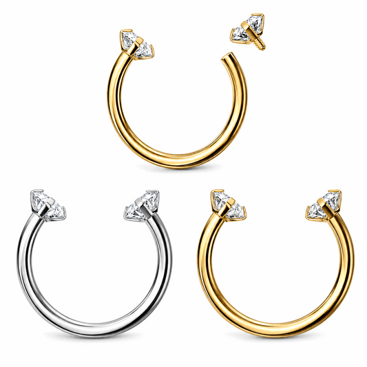 316L Surgical Steel CZ End Circular Barbell Ring – 18G (1.0mm) 8mm