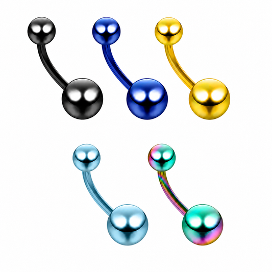 Anodized 316L Surgical Steel Ball Belly Button Ring – 14G (1.6mm) 10mm