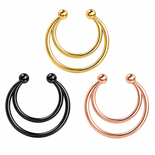 Surgical Steel Twin Circular Fake Septum Ring – 16G (1.2mm) 8mm