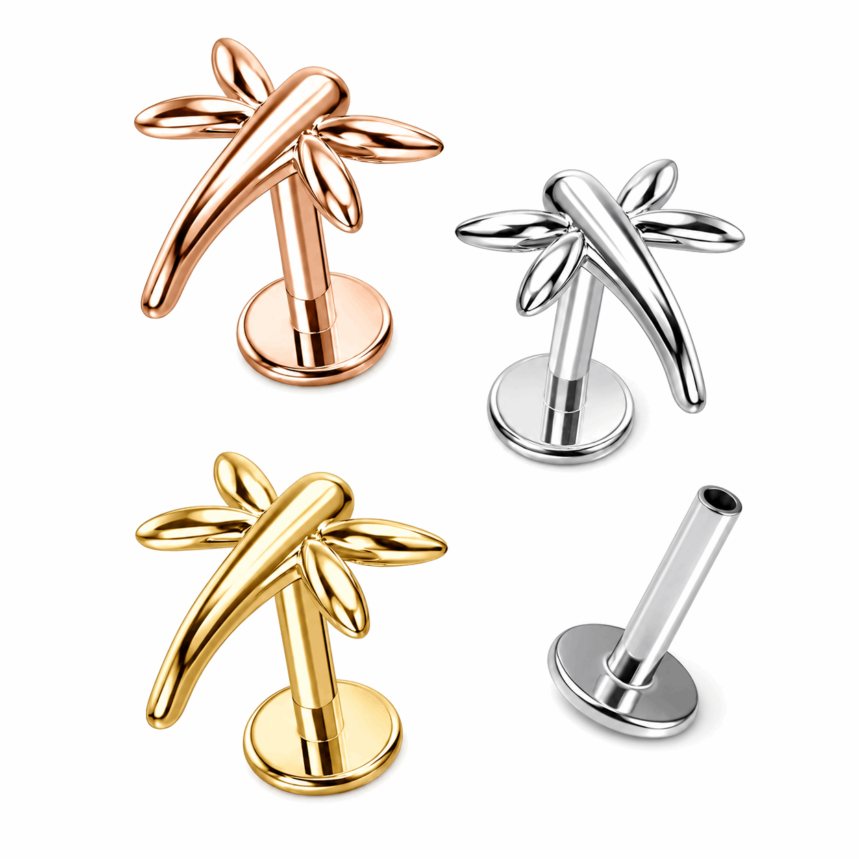 316L Surgical Steel Dragonfly Internally Threaded Flat Back Labret – 16G (1.2mm)