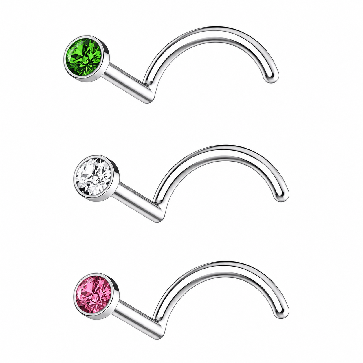 G23 Titanium Bezel Set CZ Nose Screw – 20G (0.8mm)