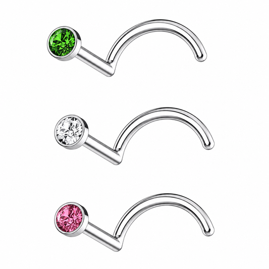 G23 Titanium Bezel Set CZ Nose Screw – 20G (0.8mm)