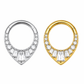 G23 Titanium Teardrop CZ Hinged Segment Clicker Ring – 16G (1.2mm) 8mm & 10mm