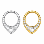 G23 Titanium Teardrop CZ Hinged Segment Clicker Ring – 16G (1.2mm) 8mm & 10mm