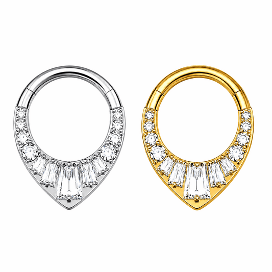G23 Titanium Teardrop CZ Hinged Segment Clicker Ring – 16G (1.2mm) 8mm & 10mm