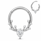 316L Surgical Steel CZ Antlers Hinged Segment Clicker Ring – 16G (1.2mm) 8mm & 10mm