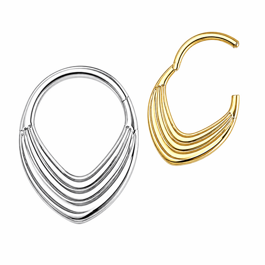 G23 Titanium Layered Teardrop Hinged Segment Clicker Ring – 16G (1.2mm) 8mm