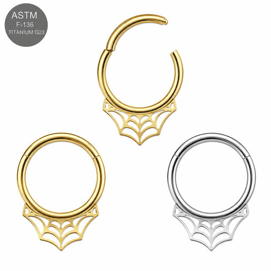 G23 Titanium Spider Web Hinged Clicker Ring – 16G (1.2mm) 8mm